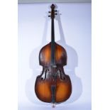 Double Bass, made in Hungary, labelled Szegedi Butor, Hangszer Vallalat, with electric pick-ups,