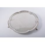 Silver salver, Sheffield 1942, lobed and beaded outlines, diameter 30cm.