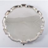 Circular silver salver, cased,.diameter 31cm.