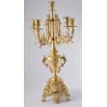 Gilt six-light table candelabra, French style, height 61cm.