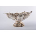 Victorian silver oval dessert basket, by Nathan & Hayes, Birmingham 1894, pierced and lobed bowl,