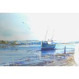 Ray Blackwell, Low Water, Bideford, signed, watercolour, 34 x 23cm.