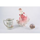 Royal Doulton figure 'My Best Friend' HN3011, pottery hen egg box, tea ware and ornaments,