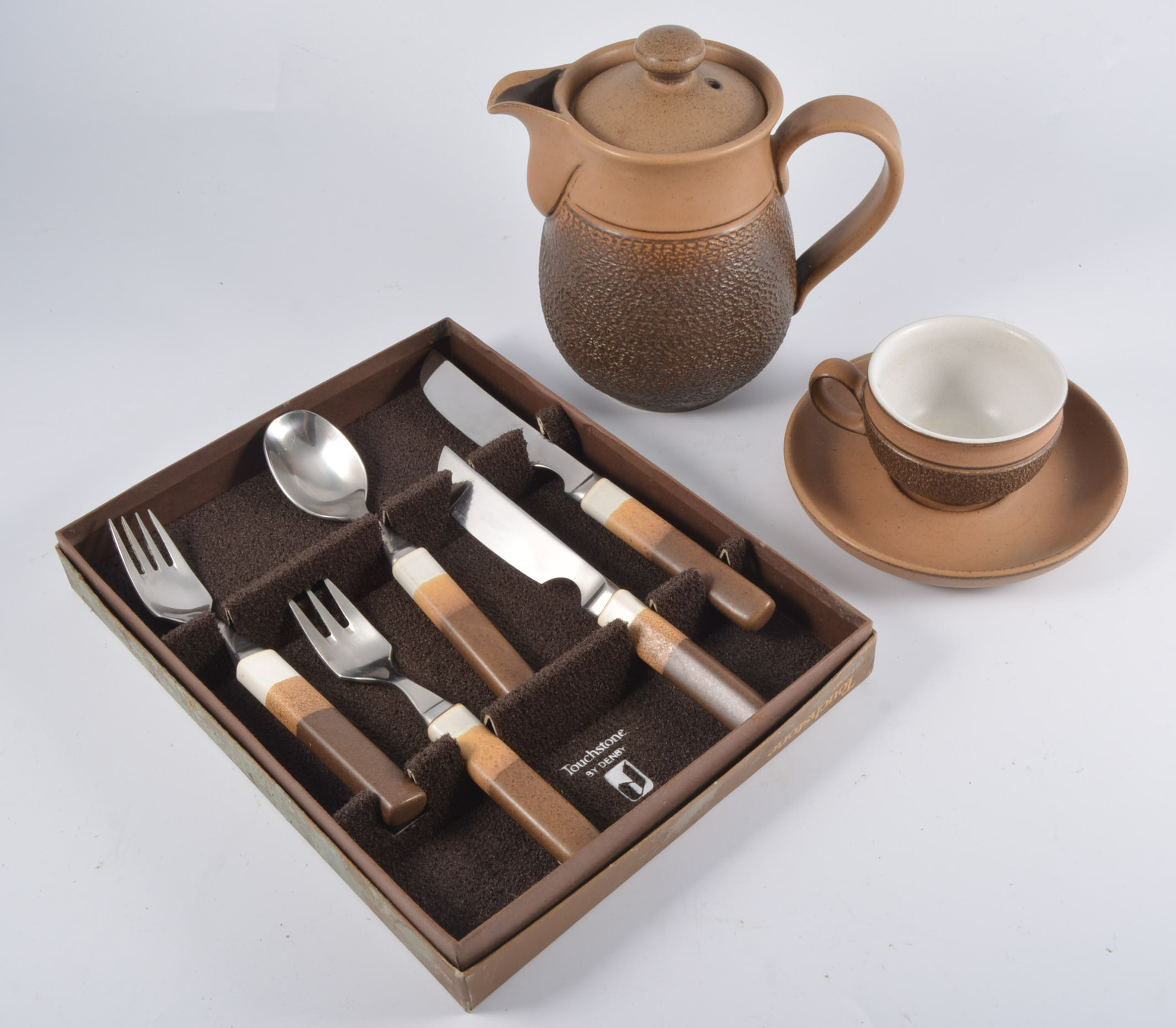 Collection of Denby Stoneware tea and table wares, quantity in one box.