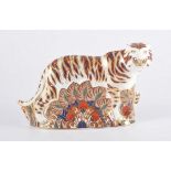 Royal Crown Derby Paperweight - Tiger, 13cm, gold button, boxed.