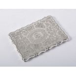 Edwardian silver visiting card case, Birmingham 1904, engraved decoration, 9.5cm.