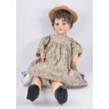German bisque head doll, stamped Germany 1916 11, sleepy eyes,open mouth composition limbs,