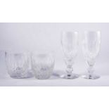 Set of six Waterford pedestal glasses, 15.5cm, and other tumblers, together with a cut-glass vase.