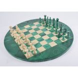 Malachite chess set, carving, dominoes set.