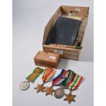 Group of five WWII medals ins, Territorial Efficiency Medal to 2059818 PTE. K. HALL. GORDONS.
