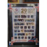 Peter Wilson, Olympic gold medal winner, signed Olympics poster, framed, the frame 102cm x 77cm.