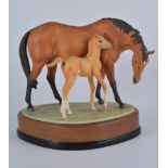 Royal Worcester porcelain equestrian model, Prince's Grace and Foal, No.