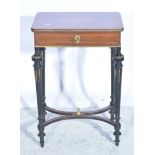 19th Century French rosewood, ebonised and marquetry side table, W51cm x D35cm x H73cm.