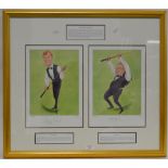 Snooker Interest : A caricature print signed by Steve Davis and Dennis Taylor, 34.
