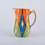 Clarice Cliff, 'Double Diamond' a jug, with geometric design in green,