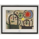 After Joan Miro, colour lithograph, from the 'Cartones' series, printed by Mpierre Matisse Gallery,