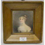 English School, 19th Century, head shoulders portrait study of a young girl, watercolour,