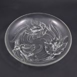 Verlys, a clear glass bowl, circa 1930, moulded design of iris flowers to the underside,