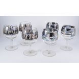 Vetri della Arte (Vedar), two sets of three enamelled glass goblets, circa 1930,