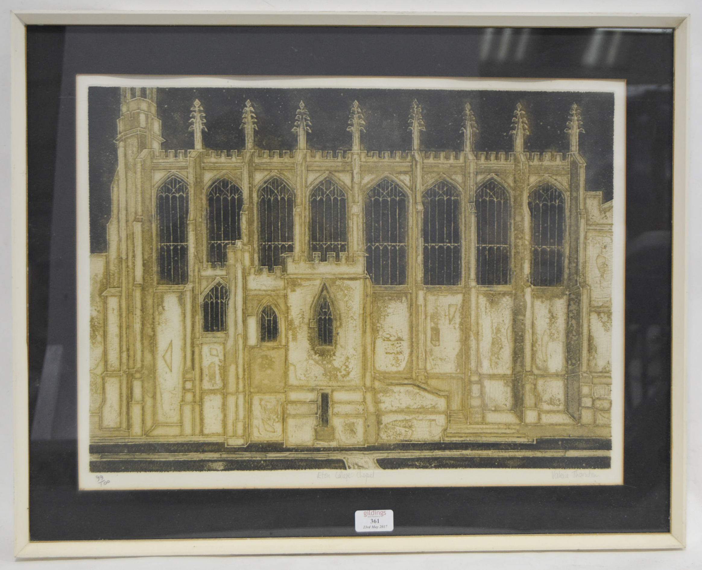 Valerie Thornton, Eton College Chapel, a limited edition lithographic print, signed,