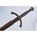 19th Century broadsword, brass pommel and crossguard engraved 12 March 1891,