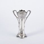 WMF, an Art Nouveau electroplated spill vase, cast with flowers and sinuous stems, stamped marks,