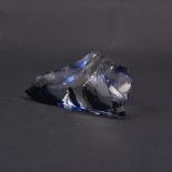 Whitefriars, a Flint coloured glass cullet with blue inclusion, sculptural form, approx 14 x 6.