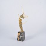 Georges Omerth, 'Little Bacchante', an Art Deco gilt bronze and carved ivory figure of a dancer,