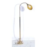 Lacquered brass floor lamp, shell shade, adjustable.