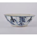 Chinese 18th century charger decorated blue peony and Chinese blue and white bowl,