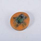 Henri Bergé for Almeric Walter, a pate-de-verre scarab beetle paperweight, signed with monograms,