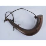 18th Century powder horn, 26cm.