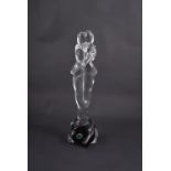 Murano, a glass 'Lovers' sculptural group, clear glass figures raised on a spiralled base,