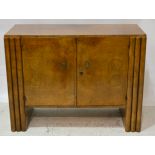 Art Deco sideboard/ drinks cabinet, rectangular top above pair of cupboards,