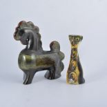 Bill and Maggie Fisher for Celtic Pottery, abstract pottery models of a horse and a cat,