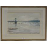Roland Vivian Pitchforth, Suspension bridge, watercolour, signed,