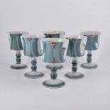 Alan Caiger-Smith, a set of six pottery goblets,