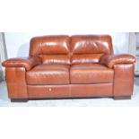 Sisi Italia brown leather settee, 173cm.