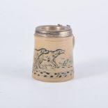 Hannah Barlow for Doulton Lambeth, a stoneware mustard pot, 1874,