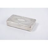 French silver snuff box, engine turned cover,