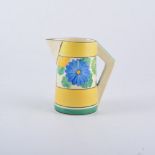 Clarice Cliff, 'Sungay' a small conical jug, with blue,