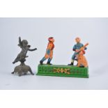 American type painted cast iron mechanical toy, Home Town Battery,