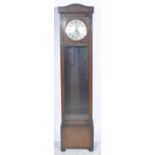 Oak longcase clock, 1940's, arched pediment, 9.