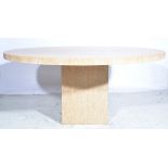Armani Casa, limed oak circular top dining table, 21st century, on square block plinth,