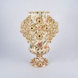 Zsolnay Pecs, a reticulated vase, circa 1880,