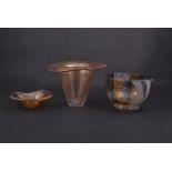 Erika Chevalier, five iridescent studio glass items, including a flared form vase,
