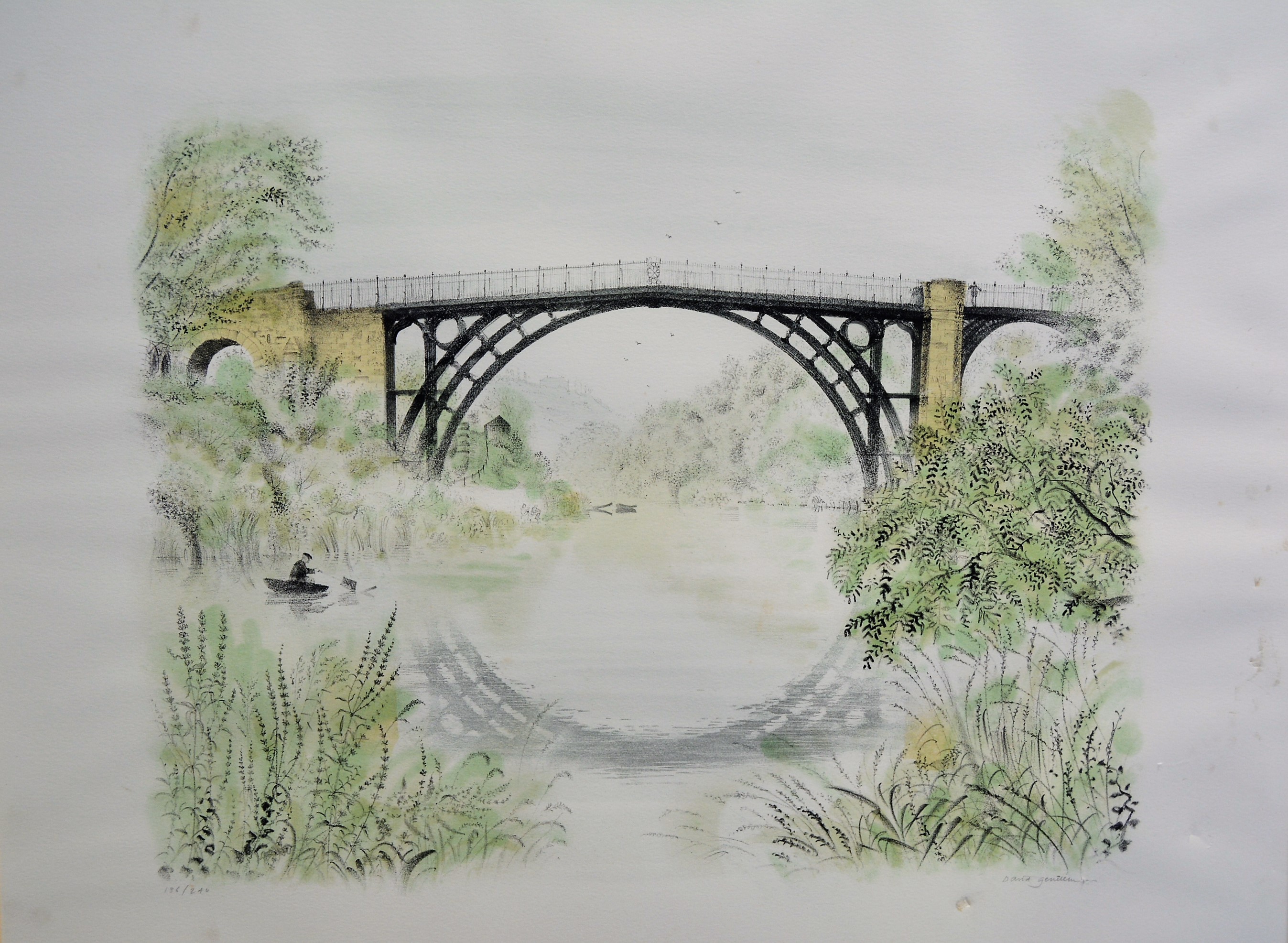 David Gentlemen, 'Ironbridge', limited edition print, 136/240, 55 x 67.5cm.