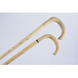 Two plain whalebone walking sticks, 87cm, 84cm.