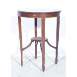 Edwardian mahogany occasional table, circular top, with boxwood and ebony stringing,