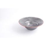 Erika Chevalier, a studio glass bowl, flared open form, acid-etched to the interior with bee motifs,